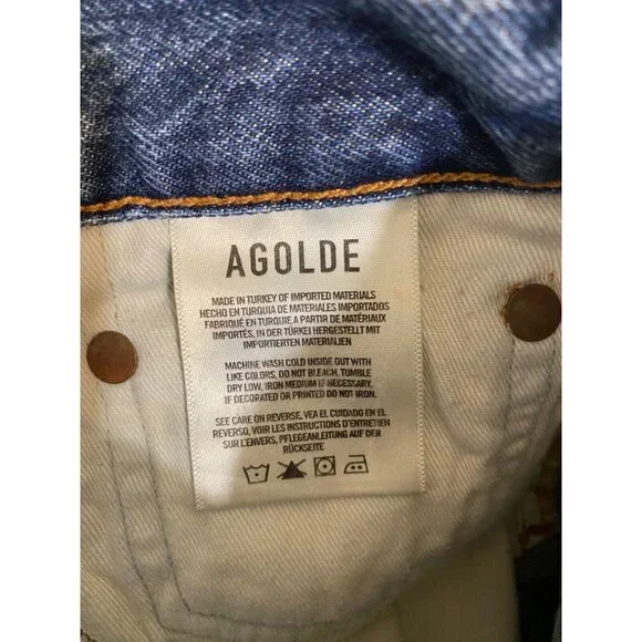 Agolde Parker Cut Off Denim Shorts Button Fly Raw Hem Size 29 EUC